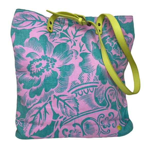 Amy Butler for Kalencom Harper Tote - Turquoise, Pink, and Lime Green - Picture 1 of 9